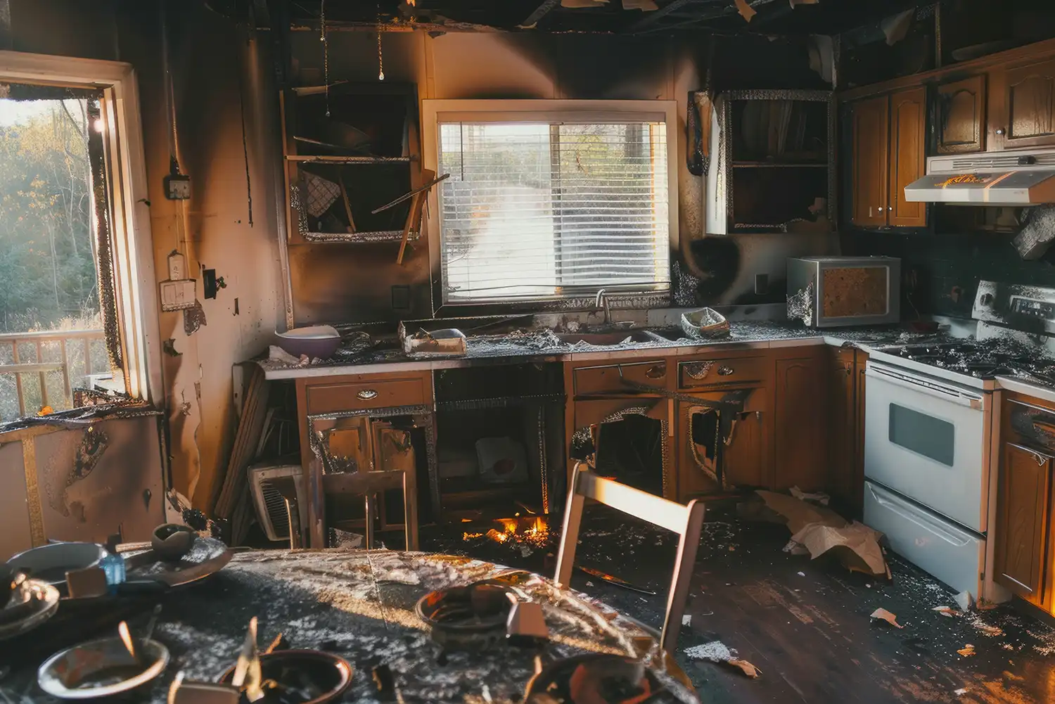 fire-damage a fire damaged kitchen
