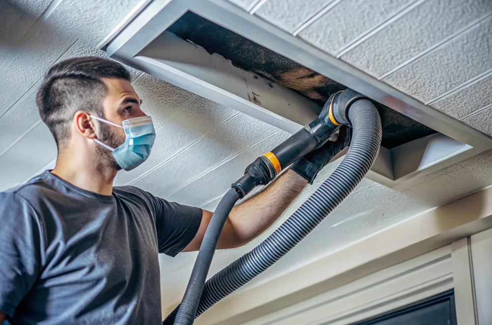 a hvac cleaner cleaning an hvac unit