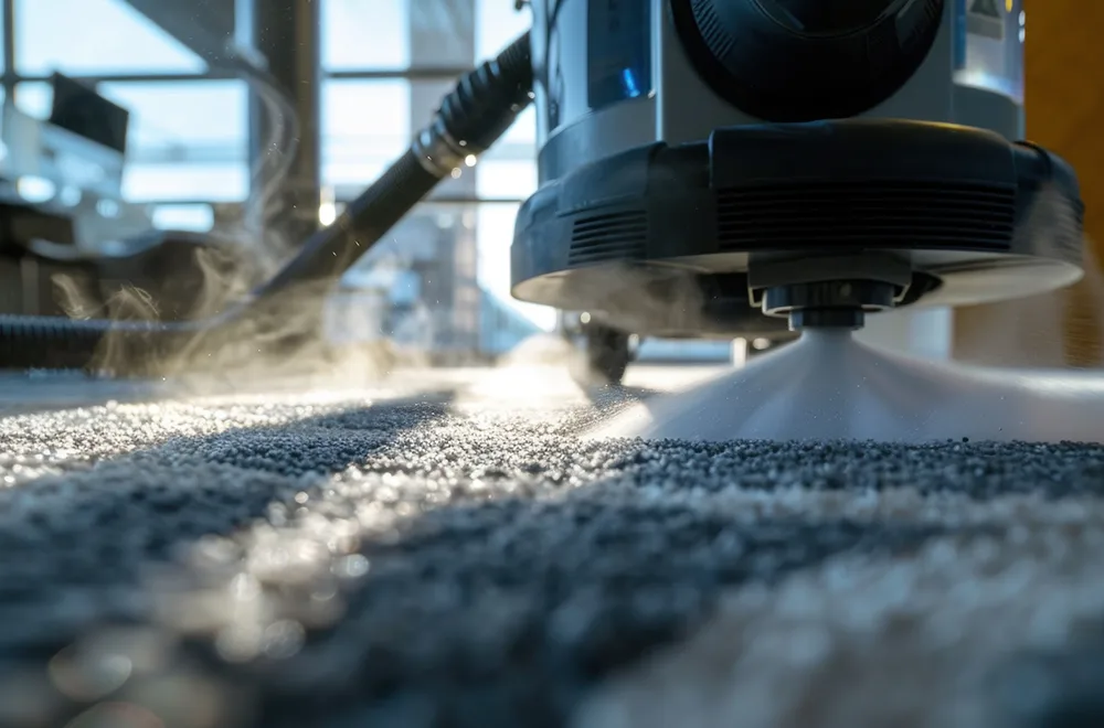 odor being removed from a carpet