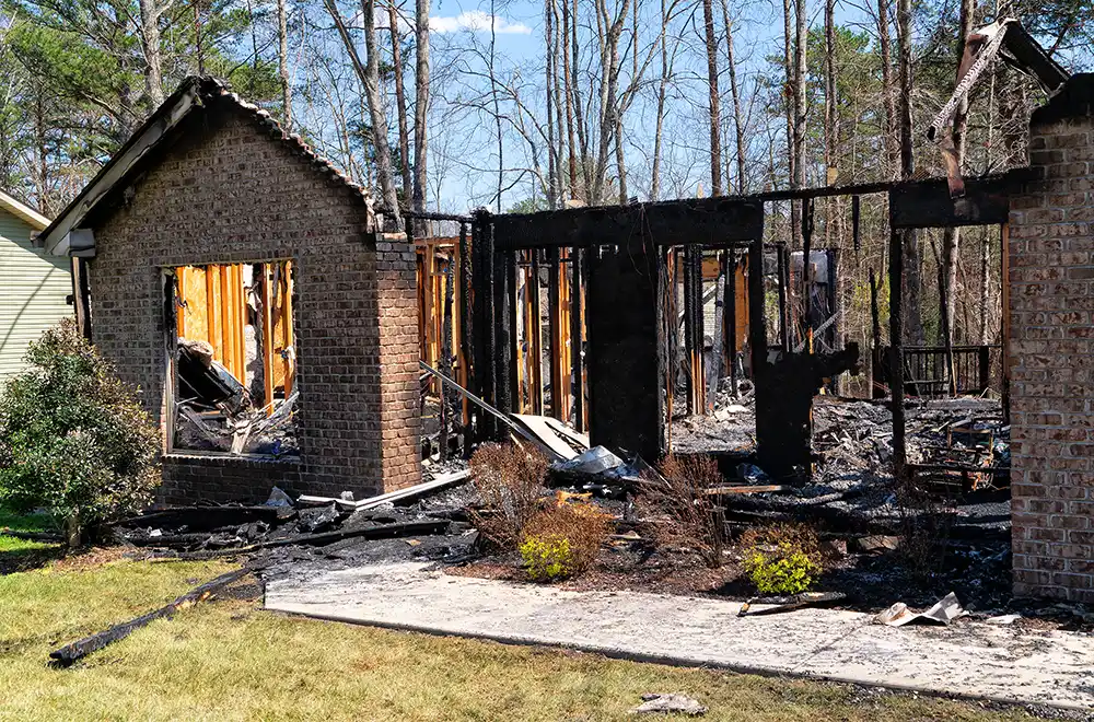 a house damaged by fire
