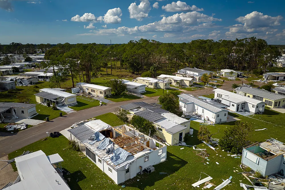 houses damaged by a storm