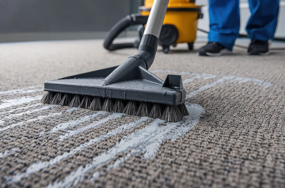 cleaning a carpet